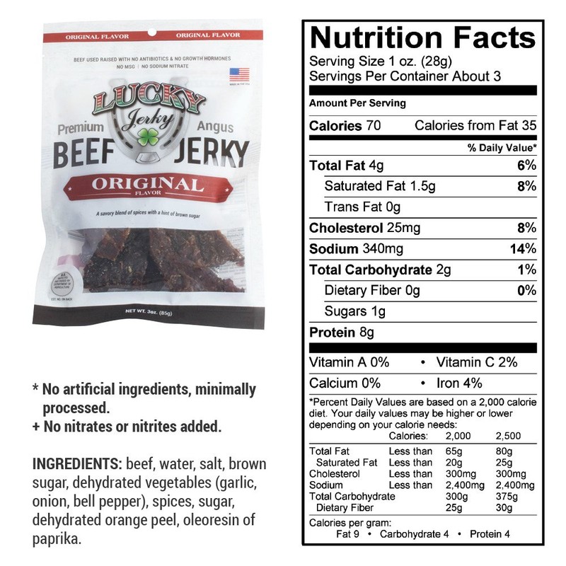 Lucky Beef Jerky - 3oz Slab (Original, 4 Pack)
