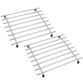 com-four® 2 x Stainless Steel Trivet with Rubber Feet - Trivet for Pot, Pan, Casserole Dish and Wok - 19 x 24 x 2.5 cm (Pack of 2)