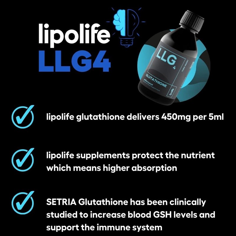 lipolife Liposomal Glutathione Setria. Highly Absorbable. Made in UK. Vegan.