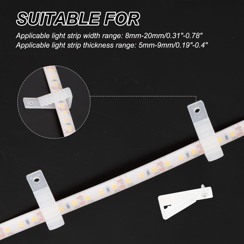PATIKIL LED Strip Light Clips, 60 Pack Light Hooks Fixing