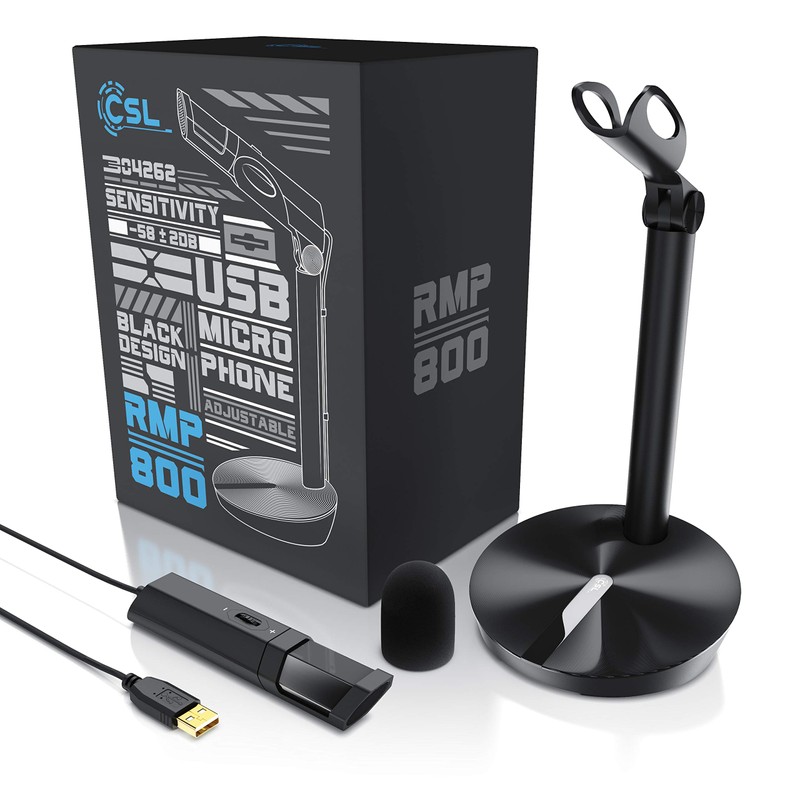 CSL PC Stand Microphone, USB Microphone, Compatible with PC, Mac,