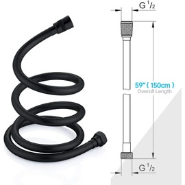 GEFIRE Black Shower Hose 2 m / 79 Inch Shower Hose PVC Shower Hose Hand Shower Hose for Shower or Bidet Shower (with Shower Flow Limiter)