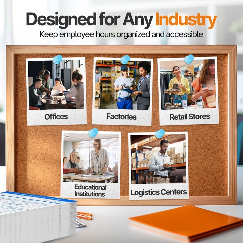 Flexzion Monthly Time Cards for Employees - Dual-Sided, Orange/Blue Attendance