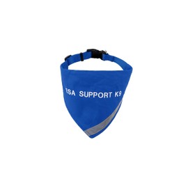 ESA Bandana with Reflective Strip for Dogs Safety at Night. Has Built in Matching Collar to Keep ESA Dog tag Secure | Metal Ring to Attach Leash | Four Colors (XS to Large) (Neck 14-20", Blue)