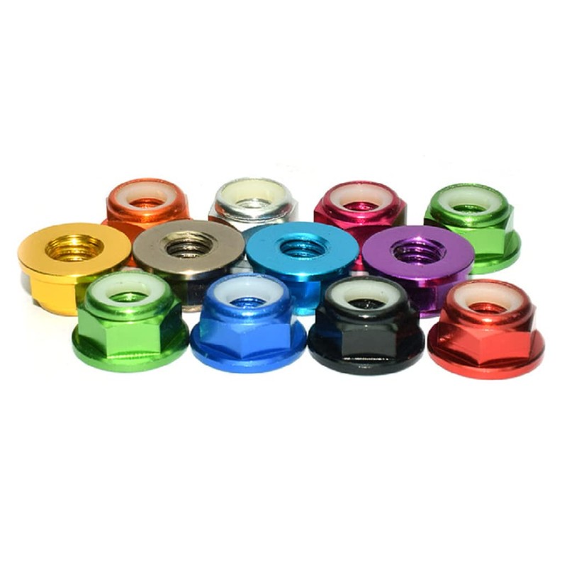 20pcs M6 Nuts Flanged Nylon Lock Nut Nylock Self-Lock Aluminum