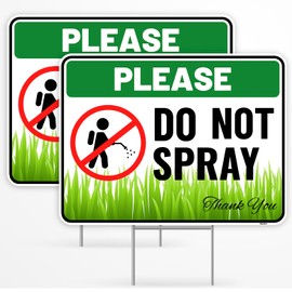 Venicor 2PC Do Not Spray Sign with Metal Stakes, 12"x9" - Corrugated Plastic - Outdoor No Pesticide Lawn Yard Sign