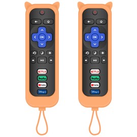 Remote for Roku TV & Cover for TCL Roku Remote, 2-Pack Remotes Replacement Cover for Roku TV Remote (Orange)