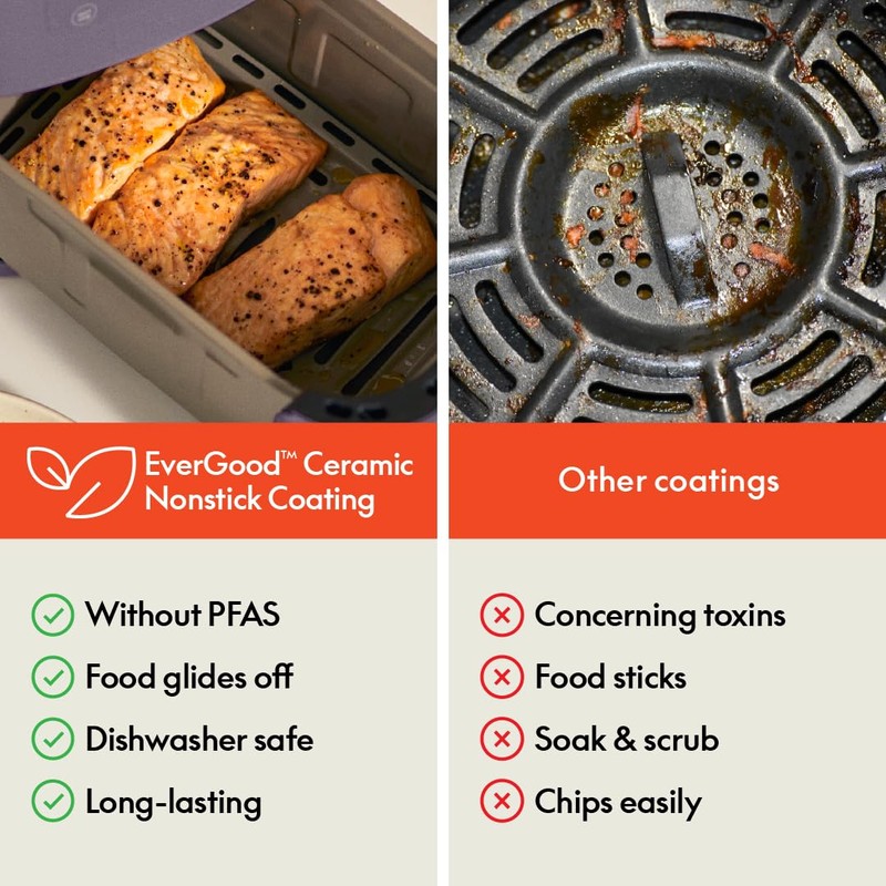 bella 4Qt Slim Air Fryer, Fits-anywhere™ Kitchenware, EverGood™ Ceramic Nonstick