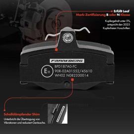 Frankberg 4x Brake Pad Set Compatible with Almera II N16 1.5L-2.2L 2002-2006 Primera Traveller WP11 1.6L-2.0L 1996-2001 Replace# D4060BM40A