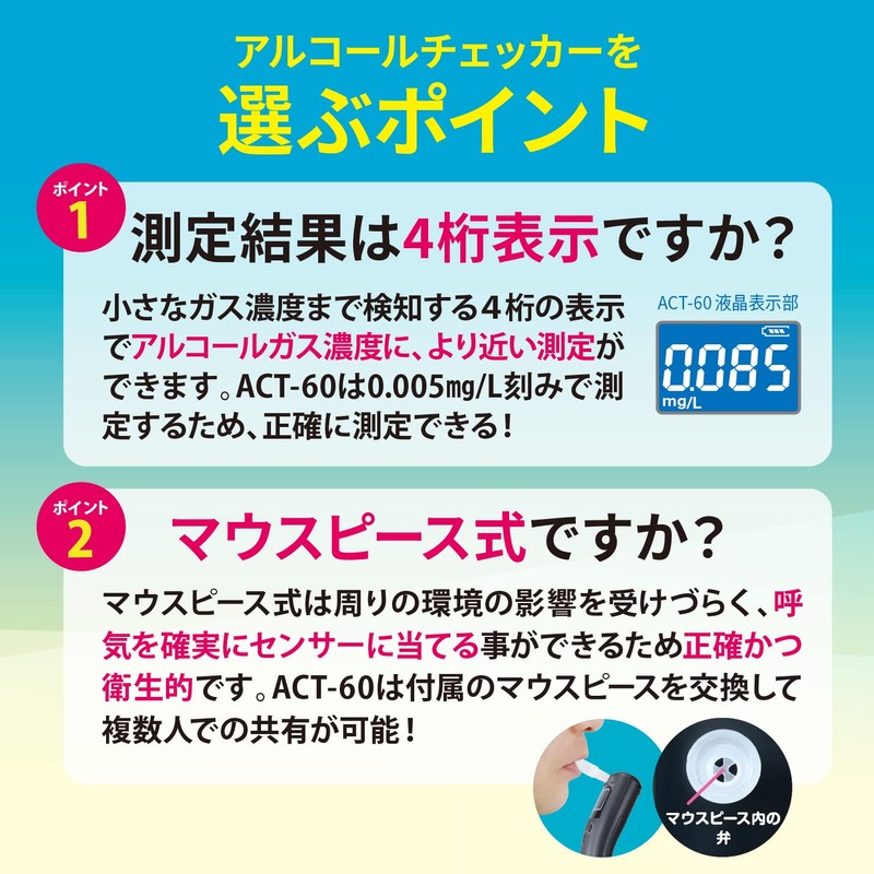Rhino Products ACT-60 Semiconductor Sensor Alcohol Checker Japanese Domestic Manufacturer