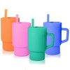 Kids 9 OZ Silicone Baby Cups With Straws and Lids,