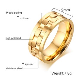 Rockyu Men’s Ring, Gold, Titanium, Jewelry Brand, Popular, Simple, European, Birthday, Gift, titanium gold,