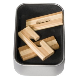 Fridolin 17521 - Logikspiel Kreuz in der Dose aus Bambusholz