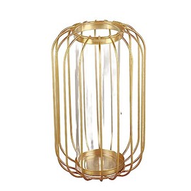 LiebeWH Jarrón Decorativo de Hierro Forjado, Farol Nórdico, Terrario de Cristal, Florero para Mesa Centro Hogar Oficina