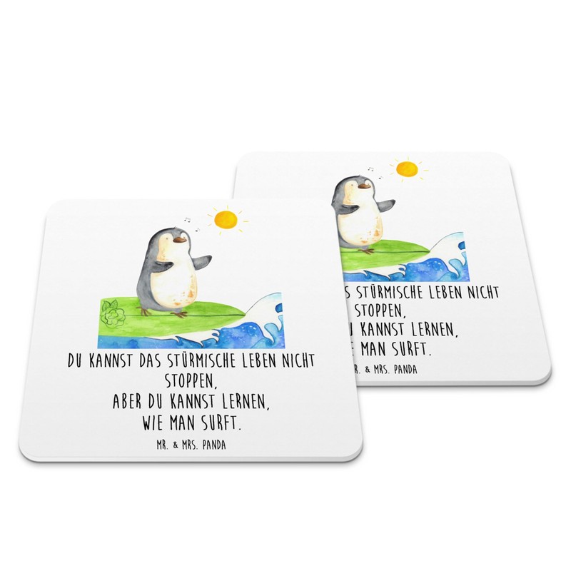 Mr. & Mrs. Panda Set of 6 Coasters Penguin Surfer