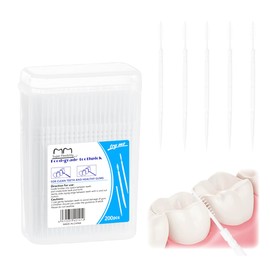 Uqingo 400PCS Double Head Plastic Toothpicks, Dental Picks Disposable, Interdental Brush 2-in-1 Teeth Stick, Flossing Oral Dental Brush Cleaning Tool -White