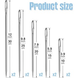 10 Pcs 12/10/8/6/4 Inch Long Upholstery Needles - Large Eye Hand Sewing Needles for Home Crafts Projects Doll Making, Tufting Pillows Cushions Webbing Carpet Leather Canvas Repair Stitching
