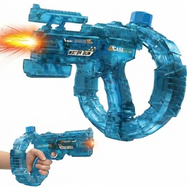 Mechanical Transforming Electric Water Guns for Adults Kids - Fully Automatic Water Blaster Squirt Gun with LED Muzzle Flame, Sound & Recoil, Long Range Space Toy for Summer Outdoor Pool Beach