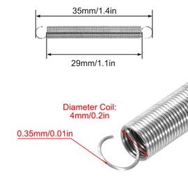 GUNGY Tension Springs with Hooks Stainless Steel Tension Spring 25 mm Outer Diameter 4 mm Wire Diameter 0.35 mm Maximum Tensile Force 0.23 kg 0.35 x 4 x 25 mm Pack of 20