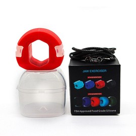 Jaw Exercise Ball Set, Including Exercise Ball, Storage Box & Necklace, Facial Training Ball, Indoor Fitness Equipment Supplies Skincare Comfort - Color: Red  (Ball Set)