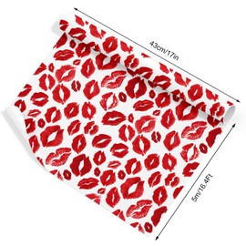 JarThenaAMCS 3 Rolls Valentine's Day Wrapping Paper - Mini Roll - 17 Inch x 16.4 Ft Love Heart Lip Print Gift Wrap Paper Red Art Paper for Wedding Anniversary Party DIY Crafts