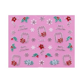 Generic Christmas Man Candycanes Snowflakes 3D Nail Stickers Tj052 Tj051 Silver Nail Wraps Stickers Manicure Supplies for Women Nails Full Long Lasting Easy Apply and Remove