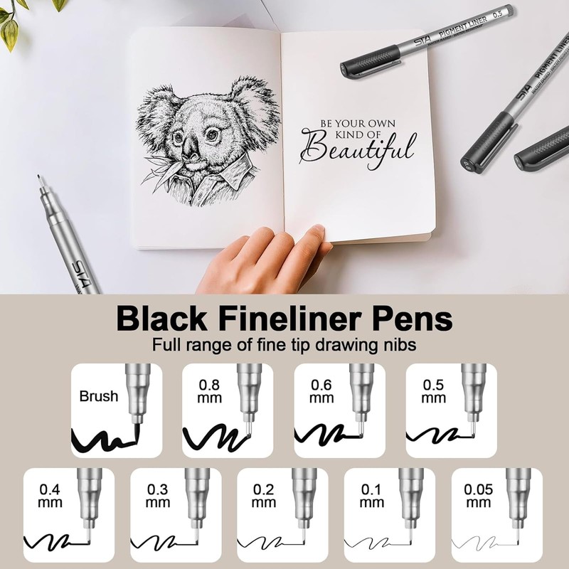 beupro Fineliner, black pigment liner micro tekenpennen for schetsen van
