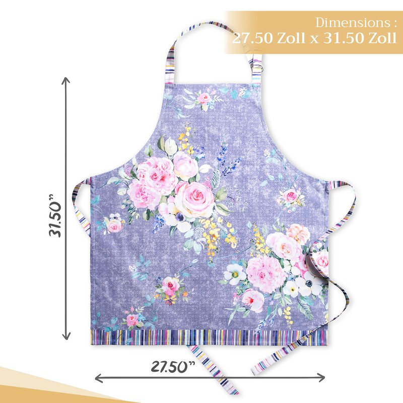 Maison d'Hermine 100% Cotton 1-Piece Kitchen Apron with Adjustable Neck