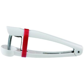 Fackelmann Kirschenentkerner ARCADALINA, Kirschentsteiner mit komfortablem Griff, Kirschkernentferner - platzsparend & sicher verstaubar (Farbe: Weiß/Silber), Menge: 1 Stück, 15 x 3 x 7,5 cm
