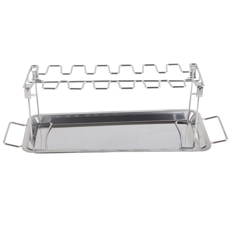 Chicken Leg Grill Rack with Drip Pan Stainless Steel Roaster