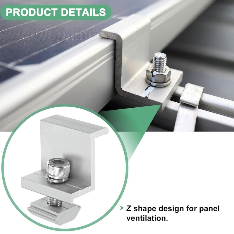 14 Pieces Z Brackets for Solar Panels, Terminal Clamp Kit