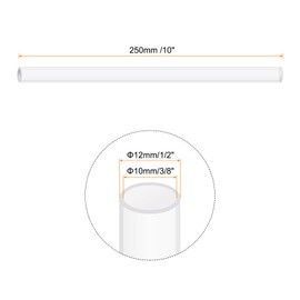 Rebower 10" Clear Plastic Rigid Pipe 10mm x 12mm(3/8" x 1/2") Acrylic Tube Round Polycarbonate Tubing, [for Plumbing, Hydraulics, Aquarium, DIY] - 2Pcs