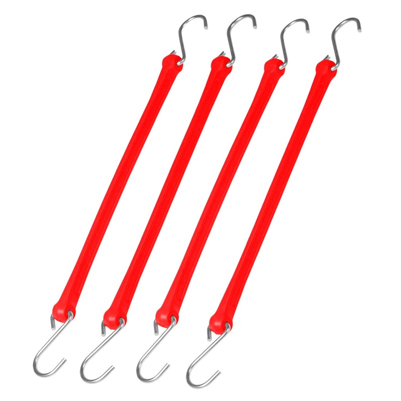 The Perfect Bungee® 18" Heavy-Duty Polyurethane Bungee Strap, 4-Pack, Red