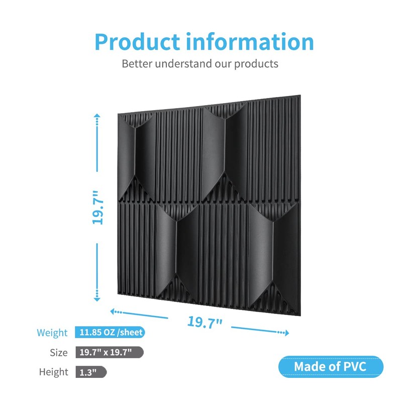 Art3dwallpanels PVC 3D Wall Panel for Interior Wall Décor, 19.7"
