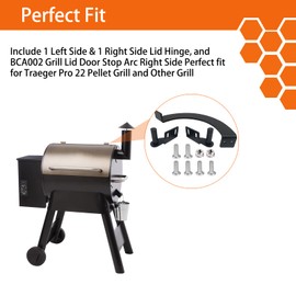 PHYESUVIN Grill Lid Door Stop Arc & Grill Lid Hinge Kit for Traeger Grills, BCA002 Grill Lid Door Stop Arc Right Side and KIT0001 Lid Hinge Kit(1 Left Side & 1 Right Side) for Traeger Pellet Grills
