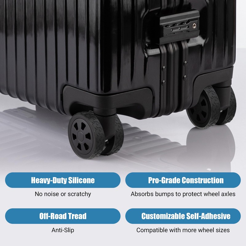 Cuttable Luggage Wheel Covers,12pcs Silicone Luggage Wheel Protector Covers Self-Adhesive,