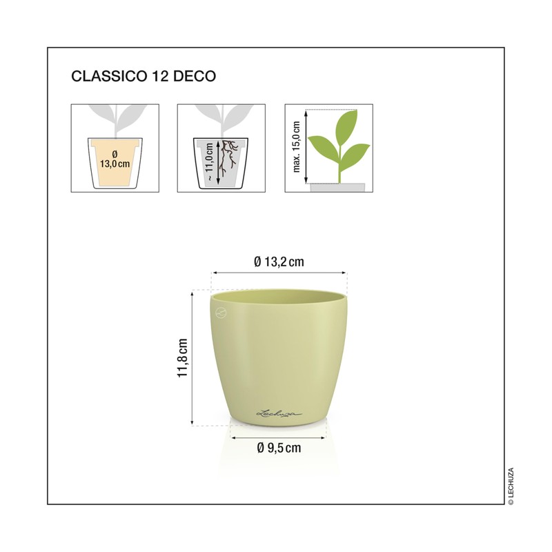 LECHUZA Classico Color 12 Deco Linden Table Pot Matte Surface