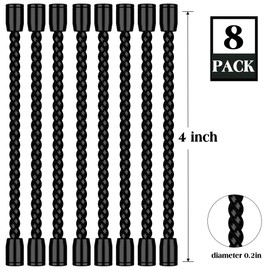 8PCS 4-Inch Silicone Cable Ties, Bendable Rubber Twist Ties, Reusable Twist Ties for Cords, Black Twist Ties for Organizing, Bundling (Black)