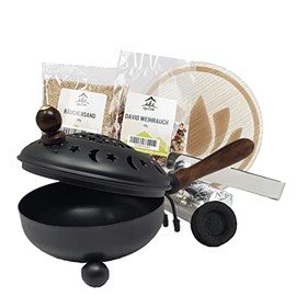 Incense Pan Set Star 6 Pieces - Incense Burner for Smoking Frankincense, Resins, Includes Frankincense, Charcoal, Smoking Sand, Incense Tongs
