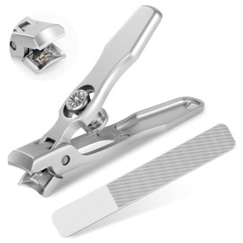 LOPHE Nail Clippers for Thick Nails, Professional Stainless Steel Nail Cutter, Toenail Clipper with Glass File, Thick Toe Nail Clippers for Men Women Adult Seniors (Splash-proof Style)