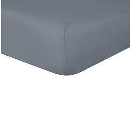 Sleepdown 100% Pure Cotton Deep Fitted Sheet Warm Cosy Breathable Super Soft Bedsheet Bed Linen 32cm Extra Deep Pockets - Slate - Double,5056557500710