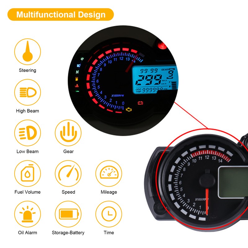 Motorcycle Electronic Tachometer Universal Digital Meter Modified Motorcycle Speedometer