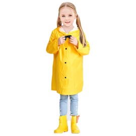 BEABAVO Yellow Boys Girls Raincoat, Waterproof Button Down Hoodie Kids Rain Jacket with Cute Bow Toddler Rain Coat Costume Yraincoat-Bow Yellow Rain Jacket Yellow Raincoat