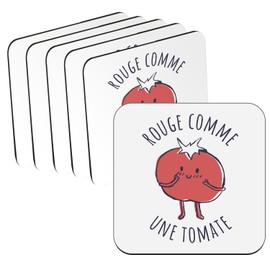 Untersetzer aus Kork, Rot wie eine Tomate Expression Gemüsegarten – 6 Stück (95 x 95 mm)