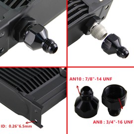 PKSABB 30 Row Oil Cooler Mounting Bracket Kit 10AN Stacked Plate Engine Oil Cooler Aluminium Transmission Oil Cooler Black British Radiator with 2Pcs Fittings AN10(7/8"-14 UNF) to AN8(3/4"-16 UNF)