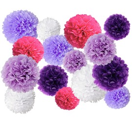 15 Pcs Paper Flowers, 3 Sizes, 7.9 inches (20 cm), 9.8 inches (20 cm), 9.8 inches (25 cm), 11.8 inches (30 cm), 5 Colors Combination, Decoration, Party Decoration, Festival, Event Decoration, Home Decor (Purple)
