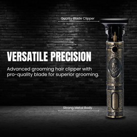 Hair Clippers for Men Professional Kit - Portable Cordless Clippers for Men w/ 7hrs Run Time - Ideal Mens Grooming Kit w/Low Noise Function - Rechargeable Beard Trimmer & Haircut Machine (Bronze)