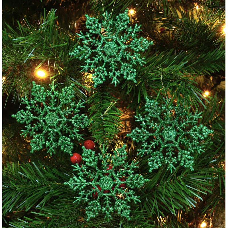 Christmas Concepts® Pack of 12-10cm Glitter Snowflake Hanging Decorations -