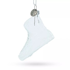 BESTPYSANKY Elegant Stiletto Shoe Clear Blown Glass Christmas Ornament