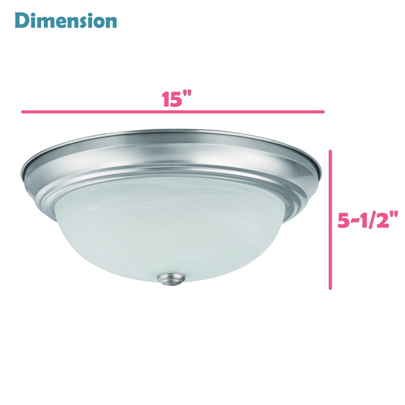 Aspen Creative 63024-09-1, 3-Light Flush Mount/Brushed Nickel Finish w/Alabaster Glass,